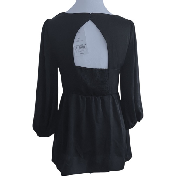 Isabel Ingrid Maternity Top XS Black Blouse Elbow Sleeve Back Cut Out Shirt - Picture 4 of 8